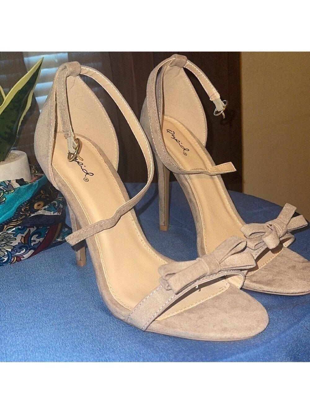 Qupid Suede Bow Stiletto Heel